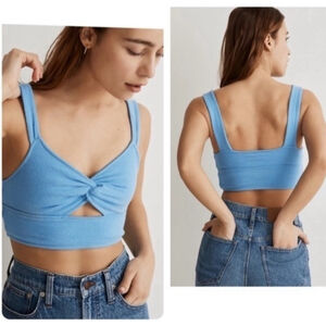 Women's Madewell Blue Twist Front Crop Top M